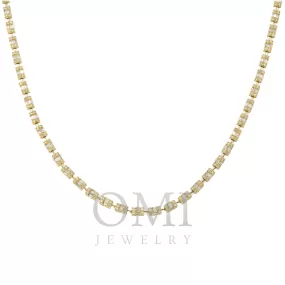 10K GOLD BAGUETTE AND ROUND DIAMOND CHAIN 4.61 CT