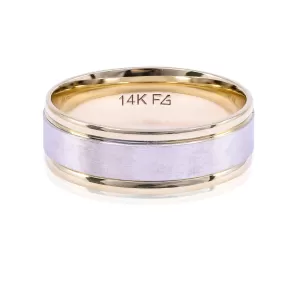 14K TWO TONE BRUSH FINISH WEDDING BAND