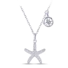 14k White / Yellow / Rose Gold Starfish Seaside Moissanite Necklace