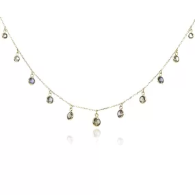 18K YELLOW GOLD BROWN SAPPHIRE BEZEL SET NECKLACE