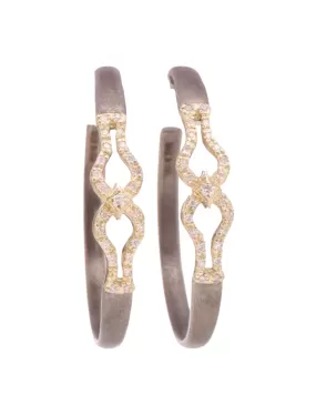 35mm Hoop Earrings w/ White Diamonds