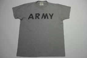 Army Heathered Gray Single Stitch Vintage 80's PT Physical Fitness Gym T-Shirt Uniform