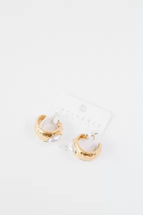 Aylin Pearl Accent Hoop Earrings, Gold