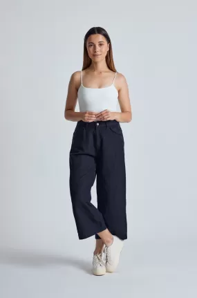 Black Betty Wide Leg Cropped Pant GOTS Certified Organic Cotton and Linen