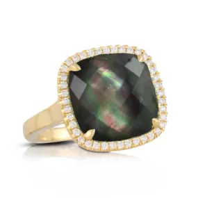 Black Mother of Pearl & Diamond Ring