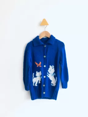 Dogs & Butterfly Cardigan // 3-4Y