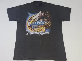 Harley Davidson Motorcycles Vintage 80's 3D Emblem Eagle Has Landed Brothers III T-Shirt