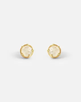 Moonstone / Yellow Gold Studs