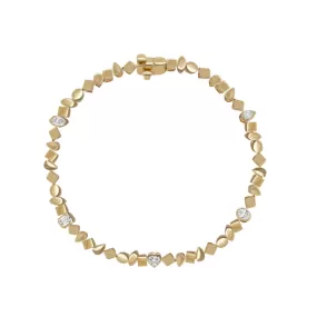 Multi Shape Five Diamond Golden Bracelet