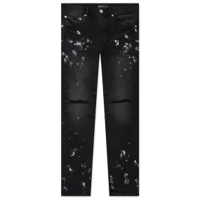 P001 - Black Paint Knee Slit Jacquard Monogram