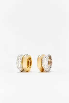 PAIR OF MINI GOLD AND DIAMOND HUGGIE HOOP EARRINGS