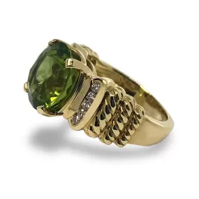 Peridot and Diamonds Ring