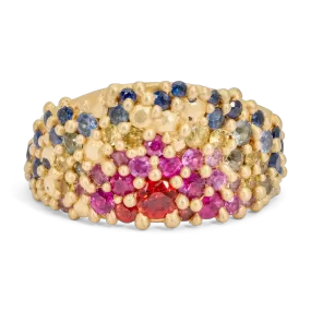 Rainbow Pebble Half Shield Ring - Size 7 - 11029