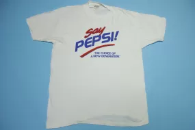 Say Pepsi The Choice of A New Generation Vintage 80's Single Stitch USA Promo T-Shirt