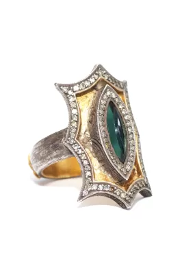 Sevan Bıçakçı Theodora 18KYG Diamond & Green Tourmaline Ring