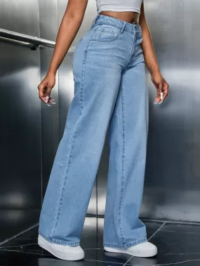 Slant Pocket Wide Leg Jeans