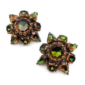 【USA輸入】ヴィンテージ アンバー オリーブ ビジューイヤリング/Vintage Amber Olive Bijou Clip On Earrings